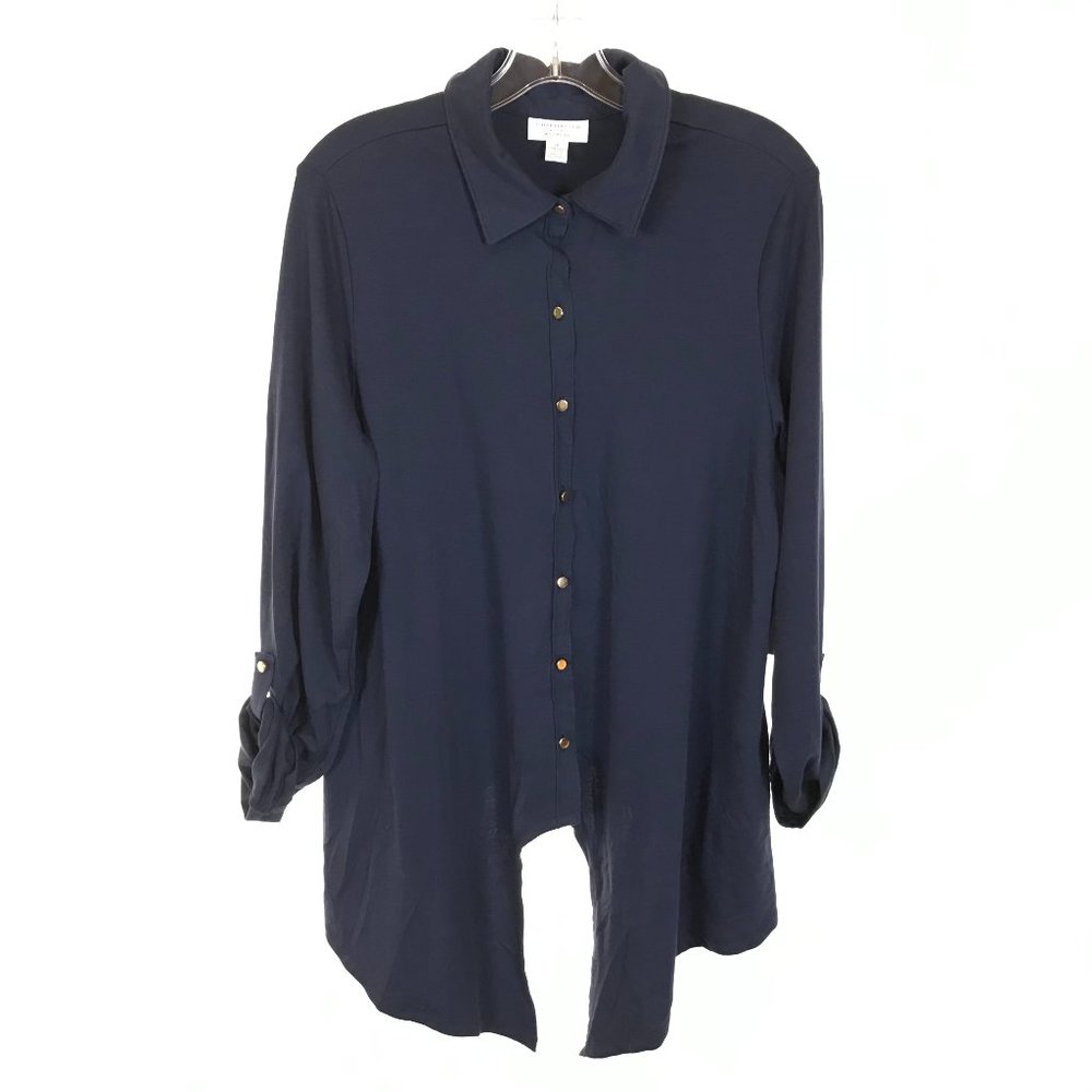 NWT Womens Plus Size 1X Charter Club Pure Pima Cotton Tie Front Button Front Top